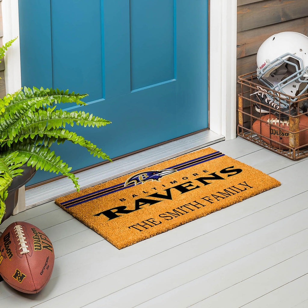 Baltimore Ravens Personalized Mat, Natural Coir with Color Logo, 30" x 18", Slide 3 of 6