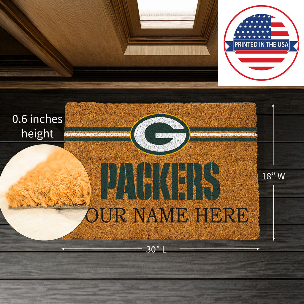 Green Bay Packers Personalized Mat, Natural Coir with Color Logo, 30" x 18", Slide 7 of 15