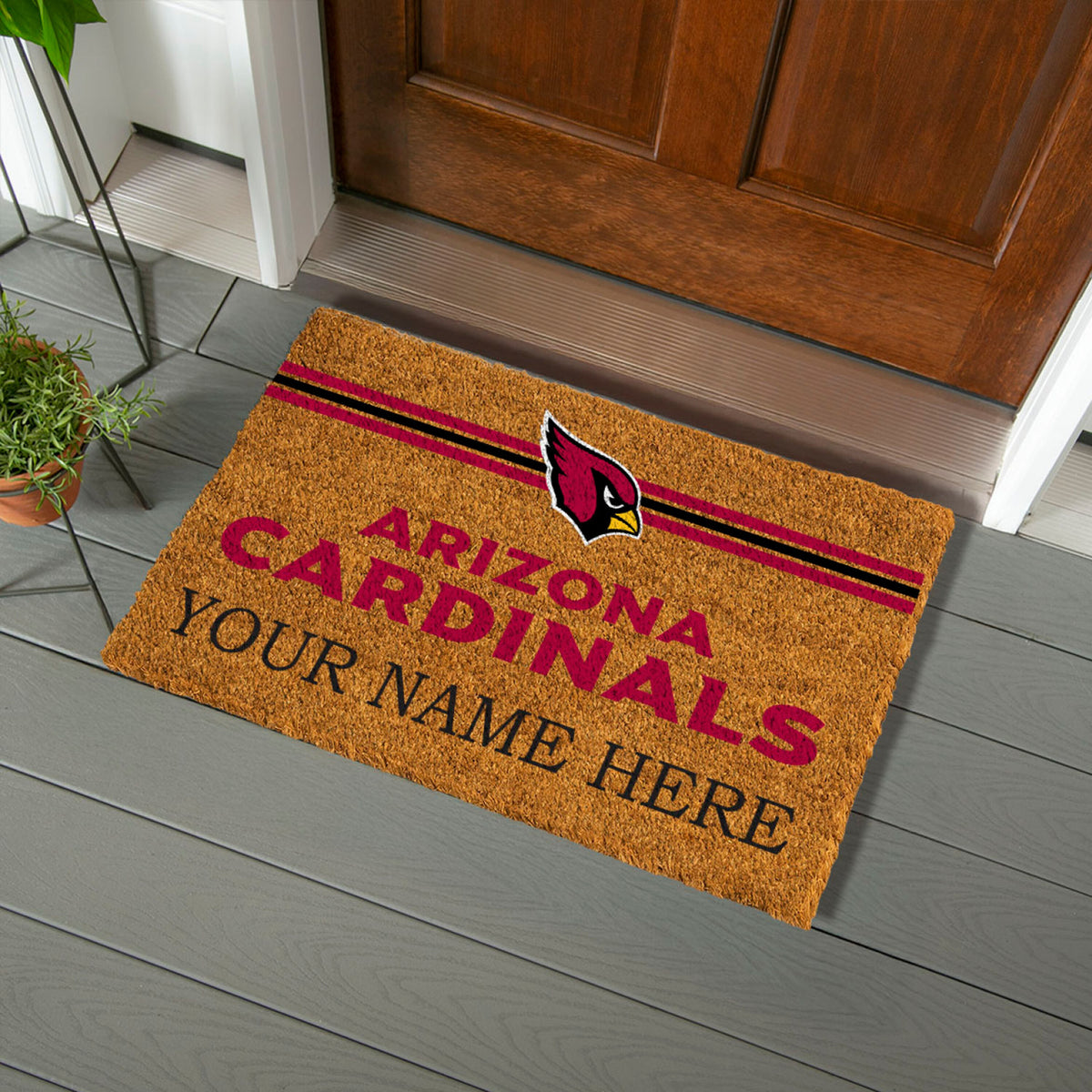 Arizona Cardinals Personalized Natural Coir Mat with Color Logo, 30" x 18", Slide 4 of 15