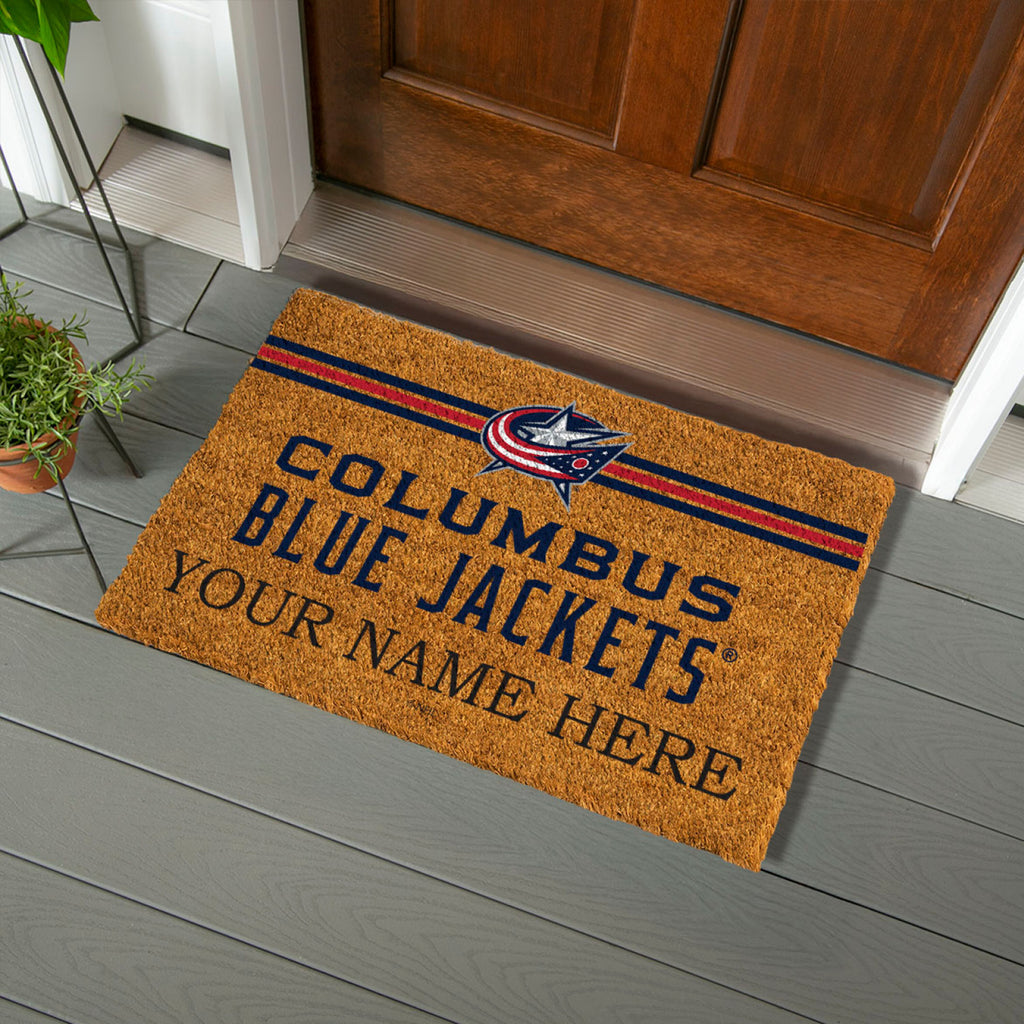 Columbus Blue Jackets Personalized Mat, Natural Coir with Color Logo, 30" x 18", Slide 5 of 15