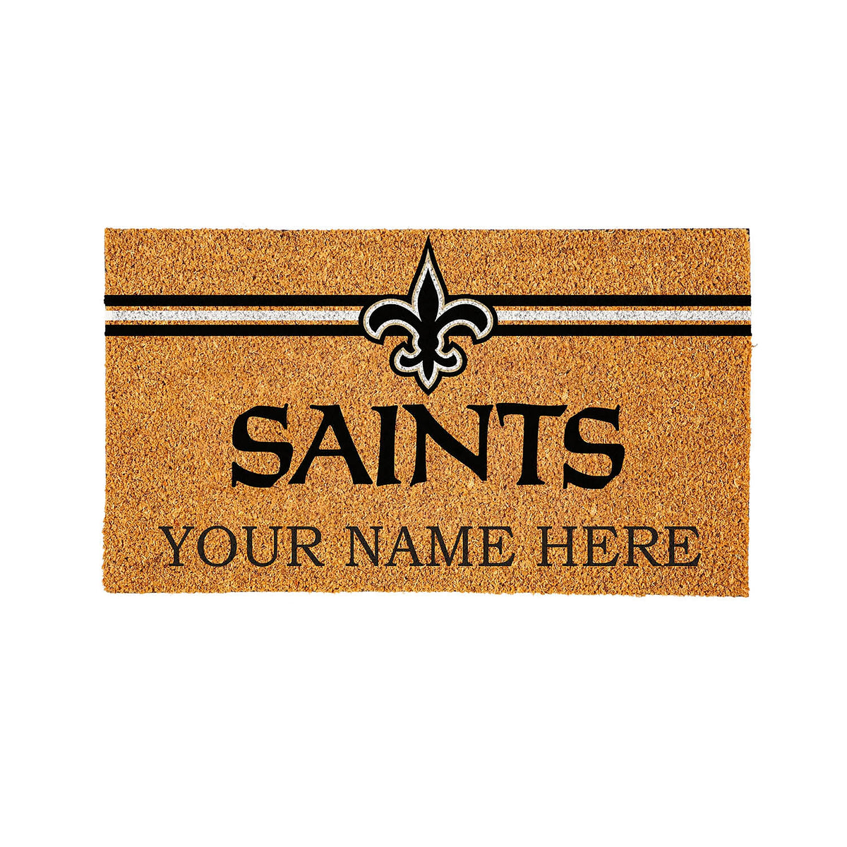 New Orleans Saints Personalized Mat, Natural Coir with Color Logo, 30" x 18"