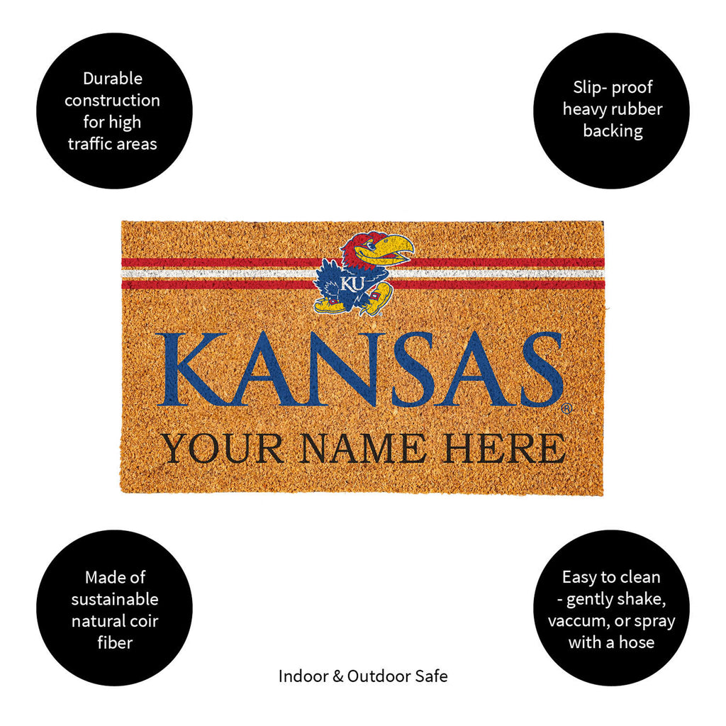 University of Kansas Personalized Mat, Natural Coir with Color Logo, 30" x 18", Slide 11 of 15