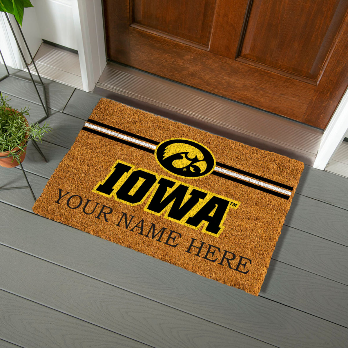 University of Iowa Personalized Mat, Natural Coir with Color Logo, 30" x 18", Slide 4 of 15