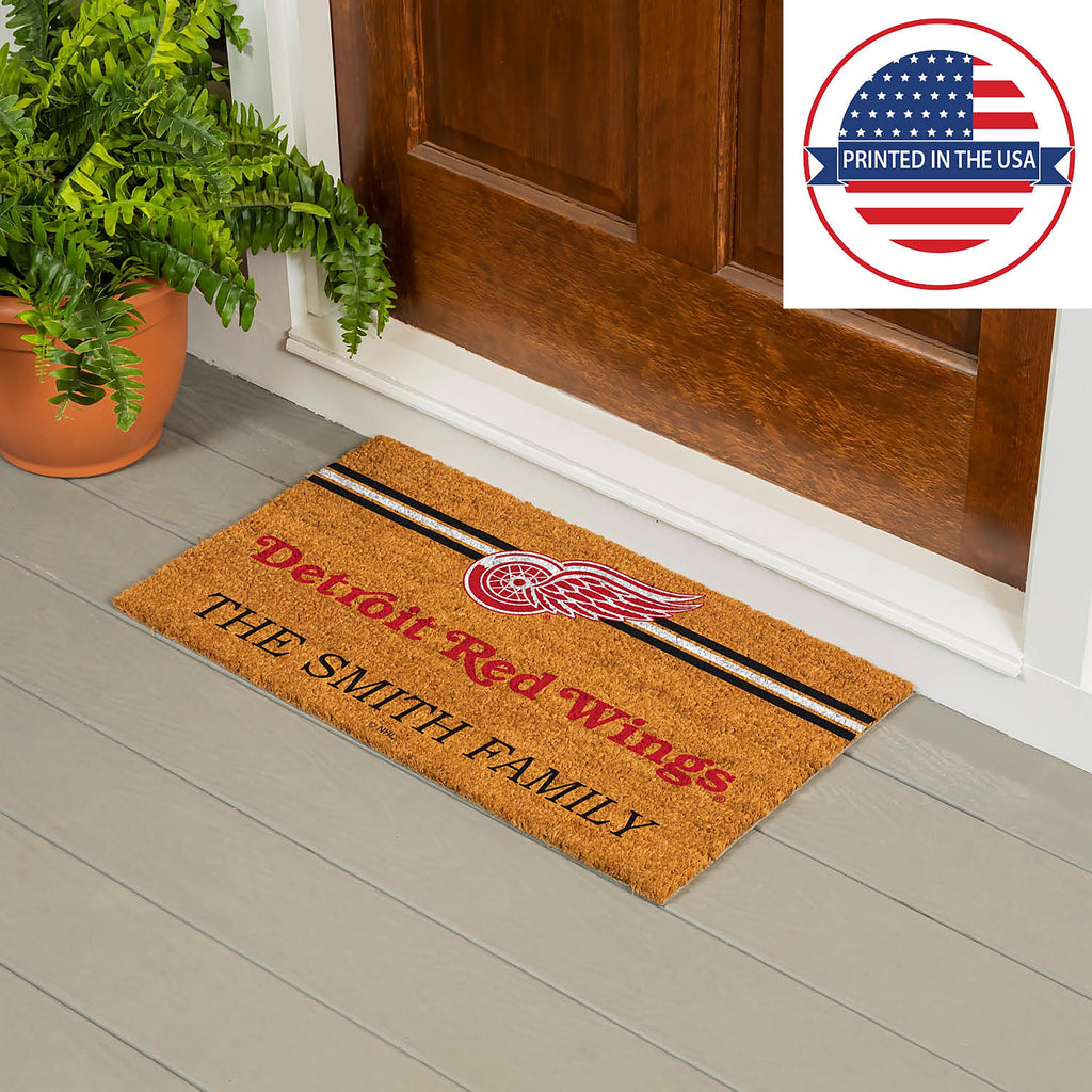 Detroit Red Wings Personalized Mat, Natural Coir with Color Logo, 30" x 18", Slide 4 of 7