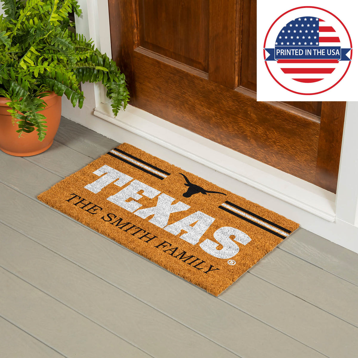 University of Texas Personalized Mat, Natural Coir with Color Logo, 30" x 18", Slide 11 of 15