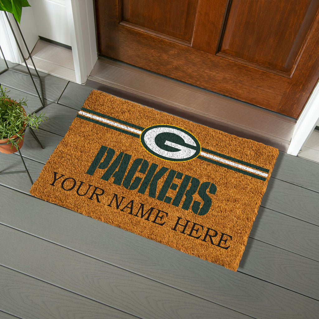 Green Bay Packers Personalized Mat, Natural Coir with Color Logo, 30" x 18", Slide 3 of 15