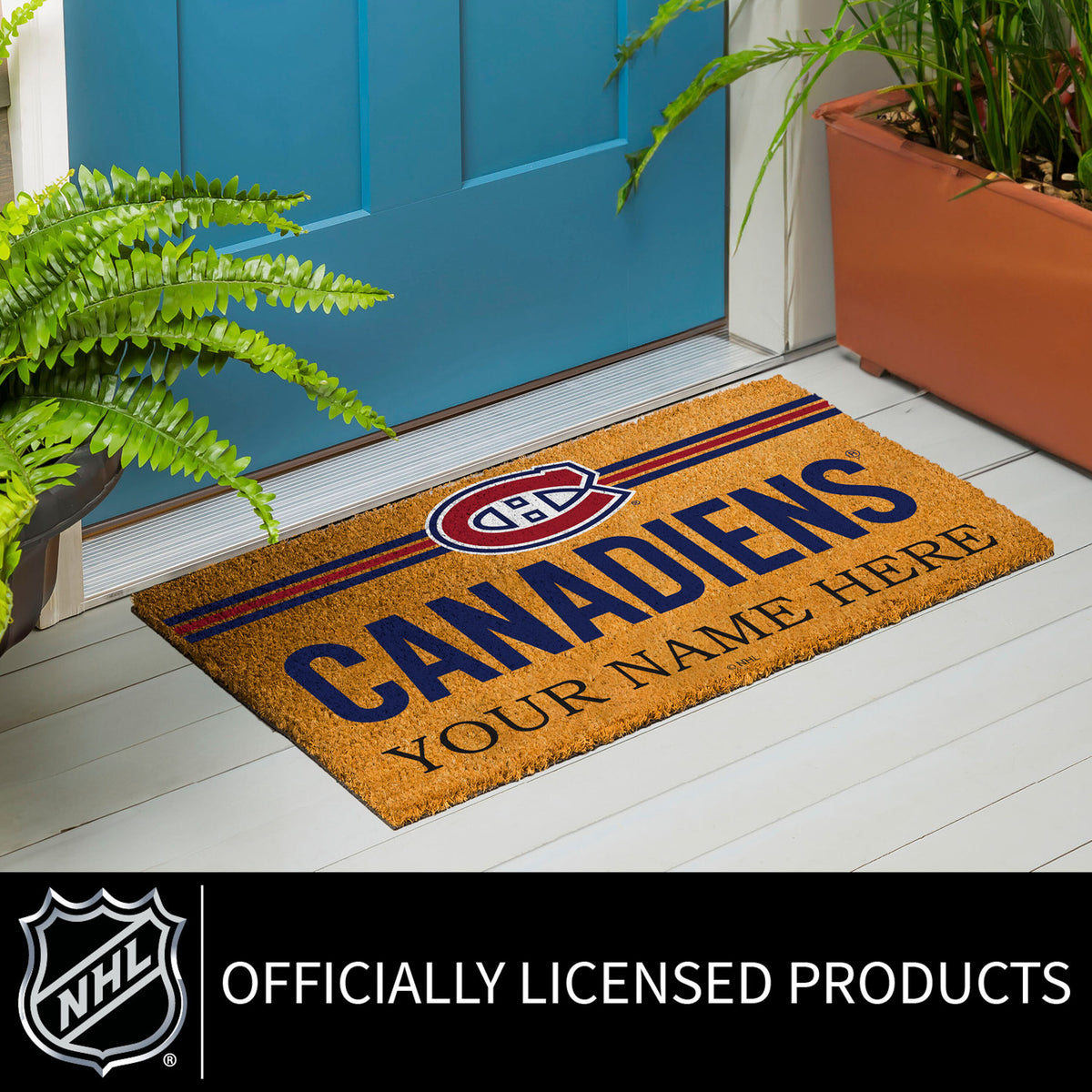 Montreal Canadiens Personalized Mat, Natural Coir with Color Logo, 30" x 18", Slide 6 of 15