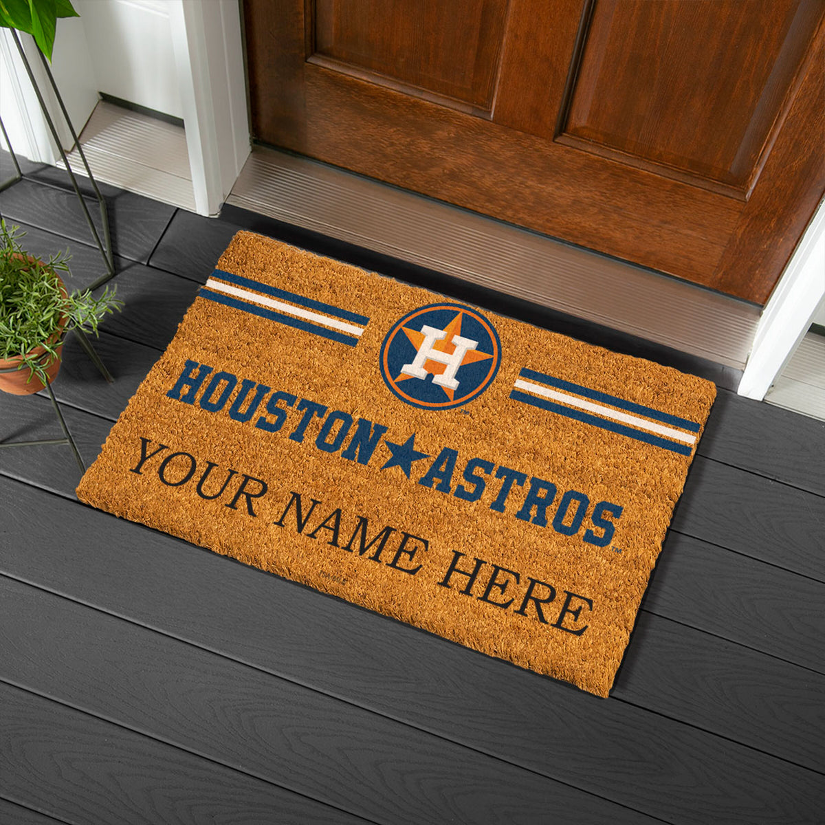 Houston Astros Personalized Mat, Natural Coir with Color Logo, 30" x 18", Slide 2 of 4