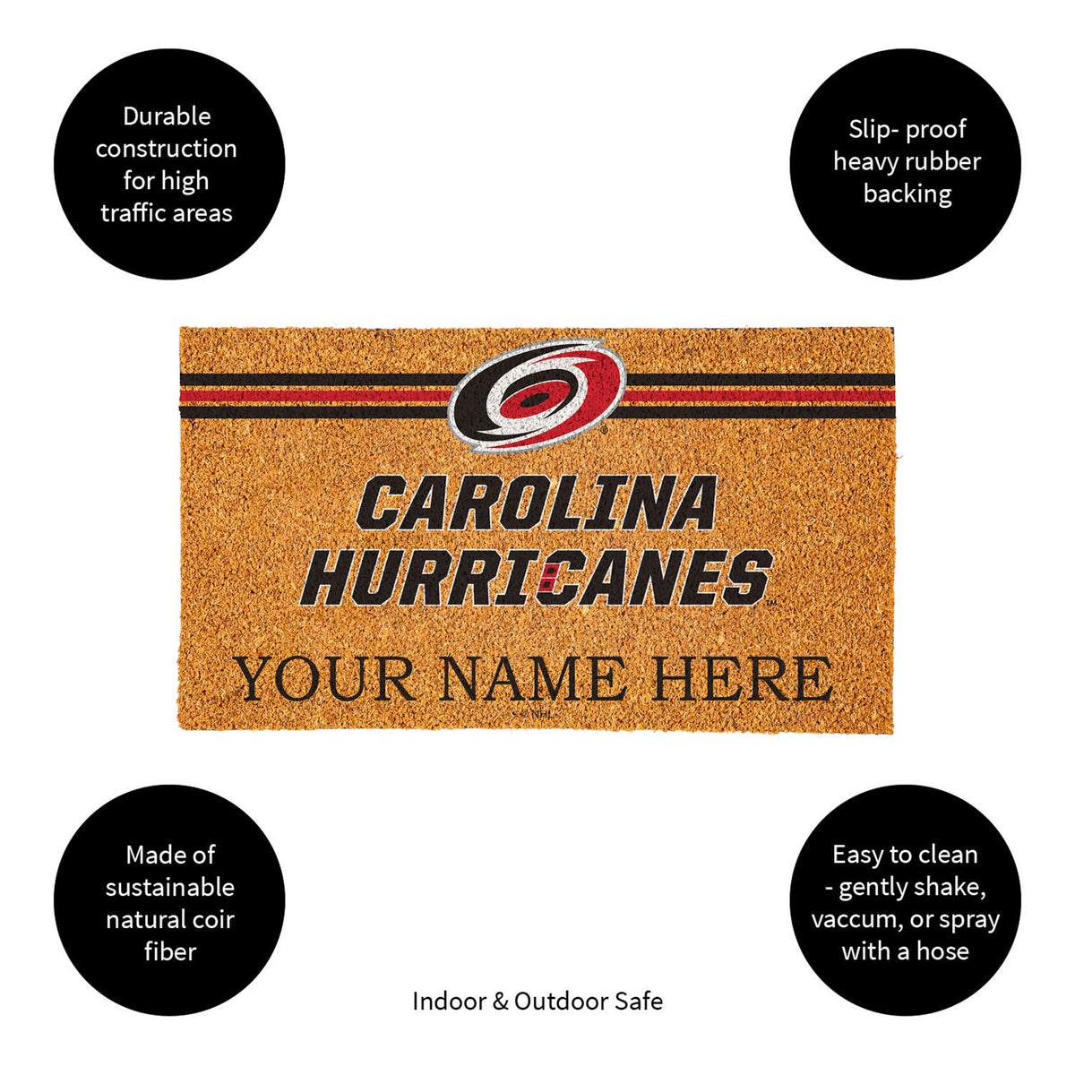 Carolina Hurricanes Personalized Mat, Natural Coir with Color Logo, 30" x 18", Slide 9 of 15