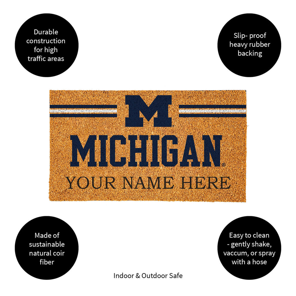 University Of Michigan Personalized Mat, Natural Coir with Color Logo, 30" x 18", Slide 15 of 15