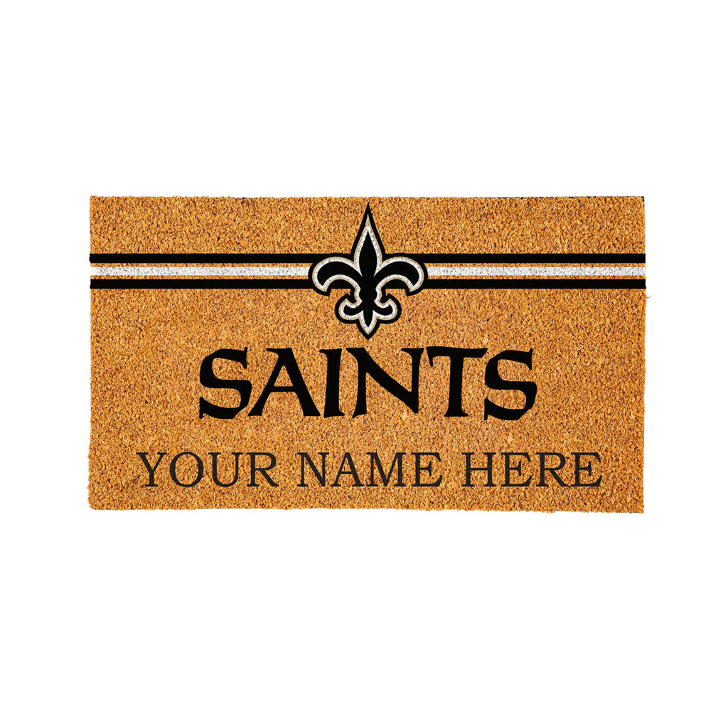 New Orleans Saints Personalized Mat, Natural Coir with Color Logo, 30" x 18", Slide 9 of 15