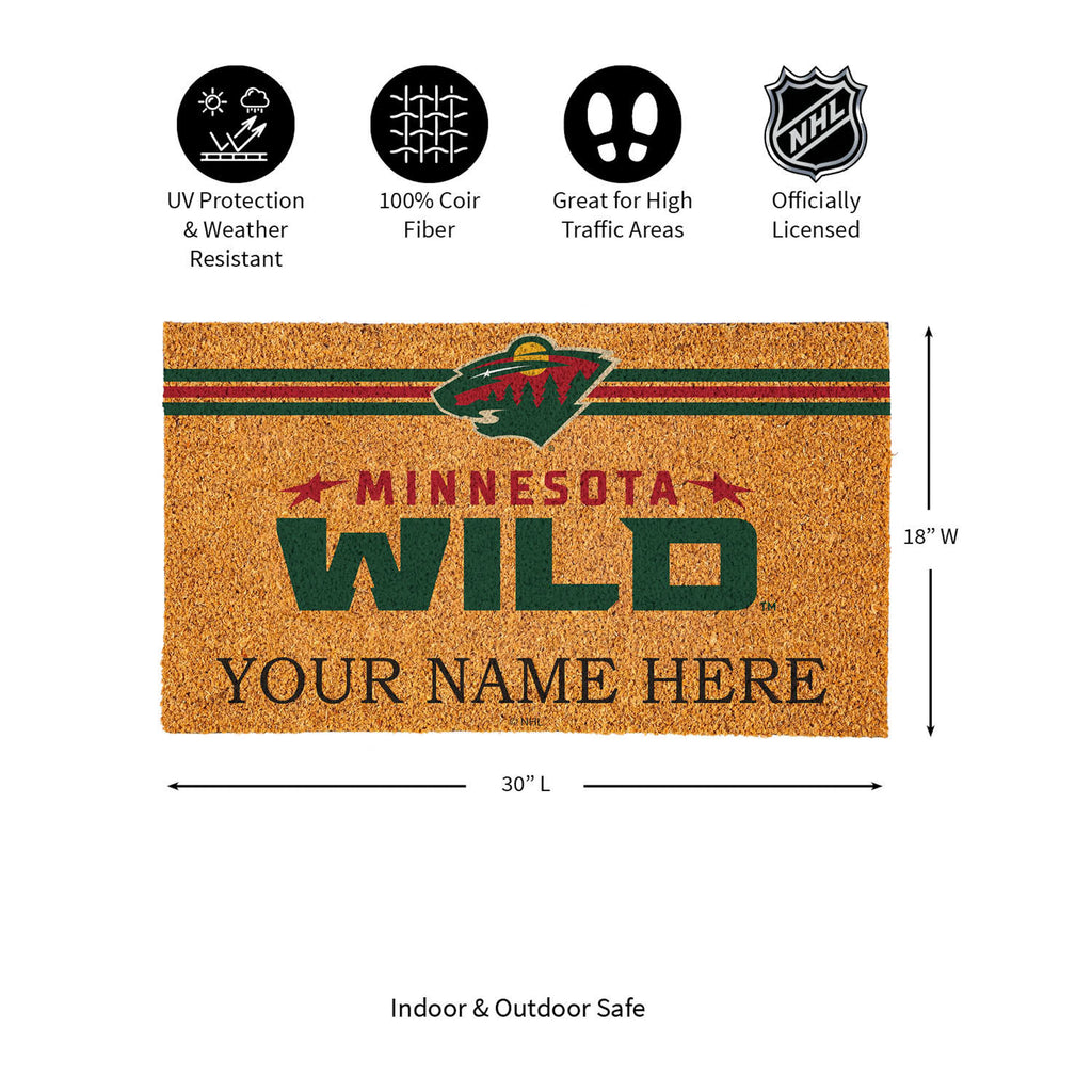 Minnesota Wild Personalized Mat, Natural Coir with Color Logo, 30" x 18", Slide 14 of 15