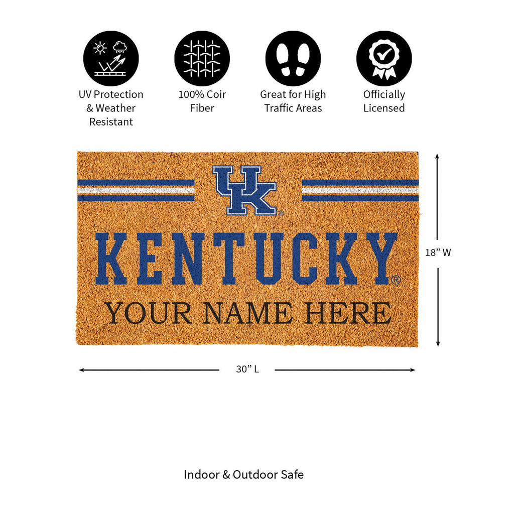 University of Kentucky Personalized Mat, Natural Coir with Color Logo, 30" x 18", Slide 9 of 15