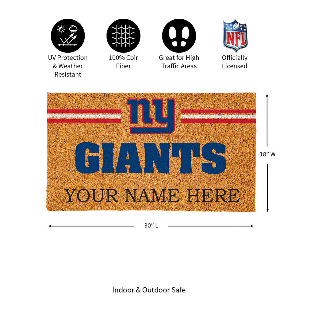 New York Giants Personalized Mat, Natural Coir with Color Logo, 30" x 18", Slide 10 of 15