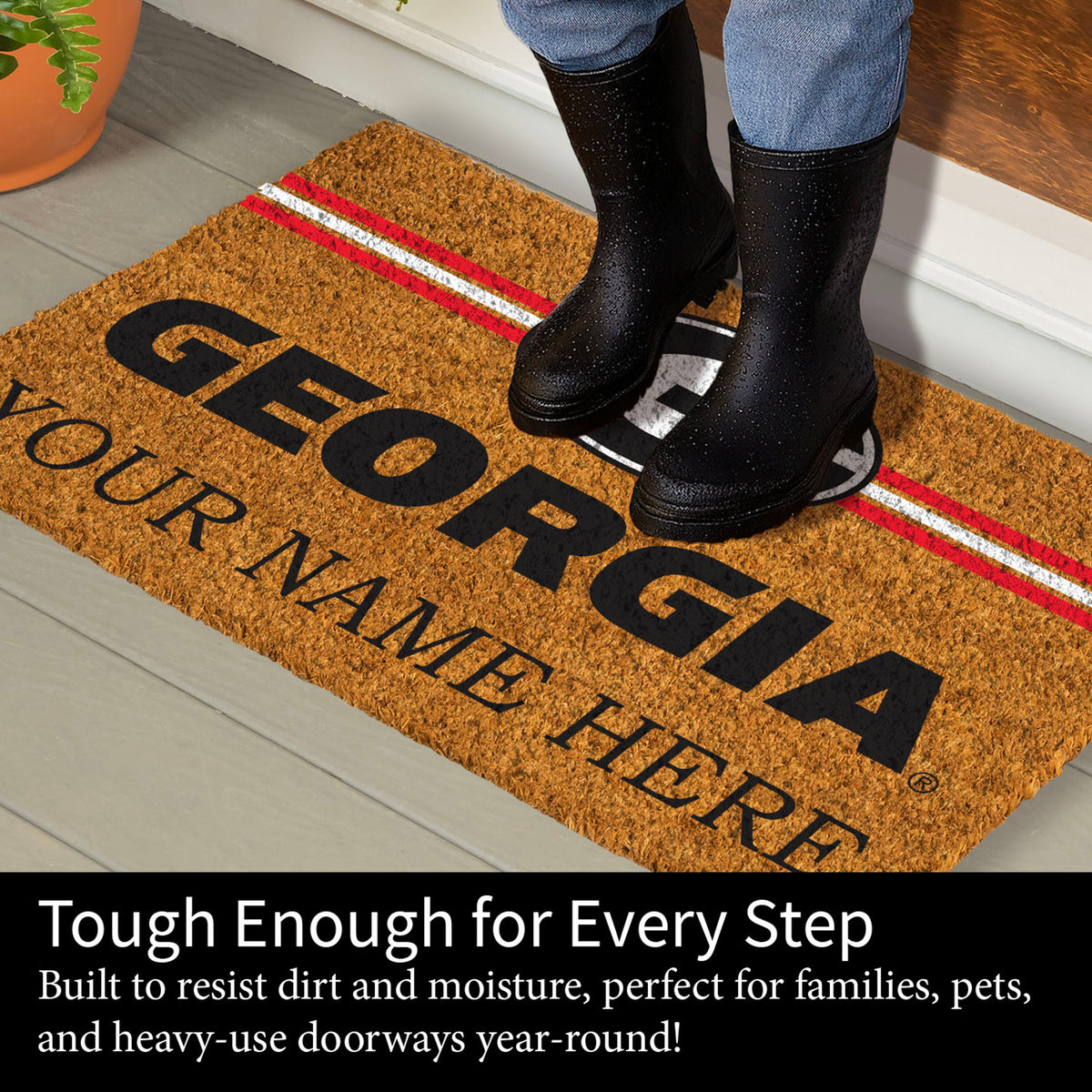University of Georgia Personalized Mat, Natural Coir with Color Logo, 30" x 18", Slide 5 of 15