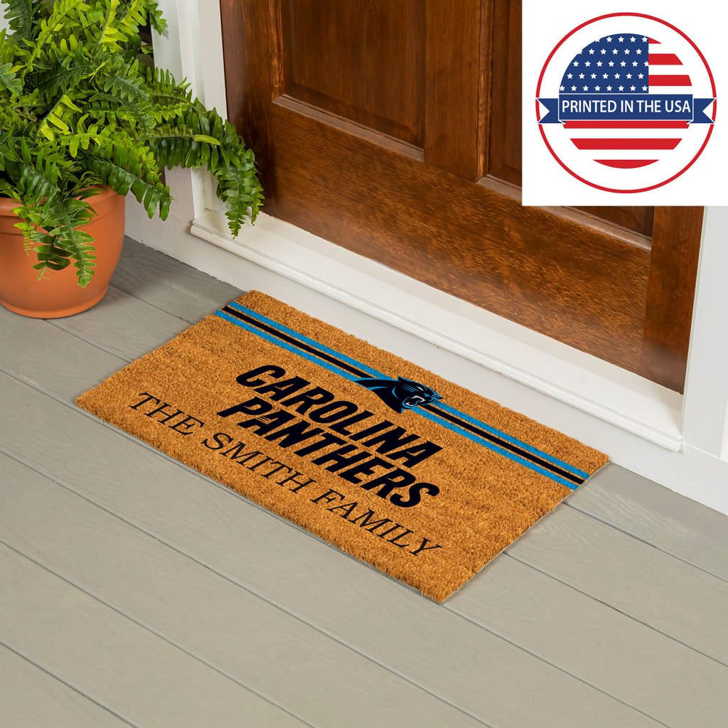 Carolina Panthers Personalized Mat, Natural Coir with Color Logo, 30" x 18", Slide 11 of 15