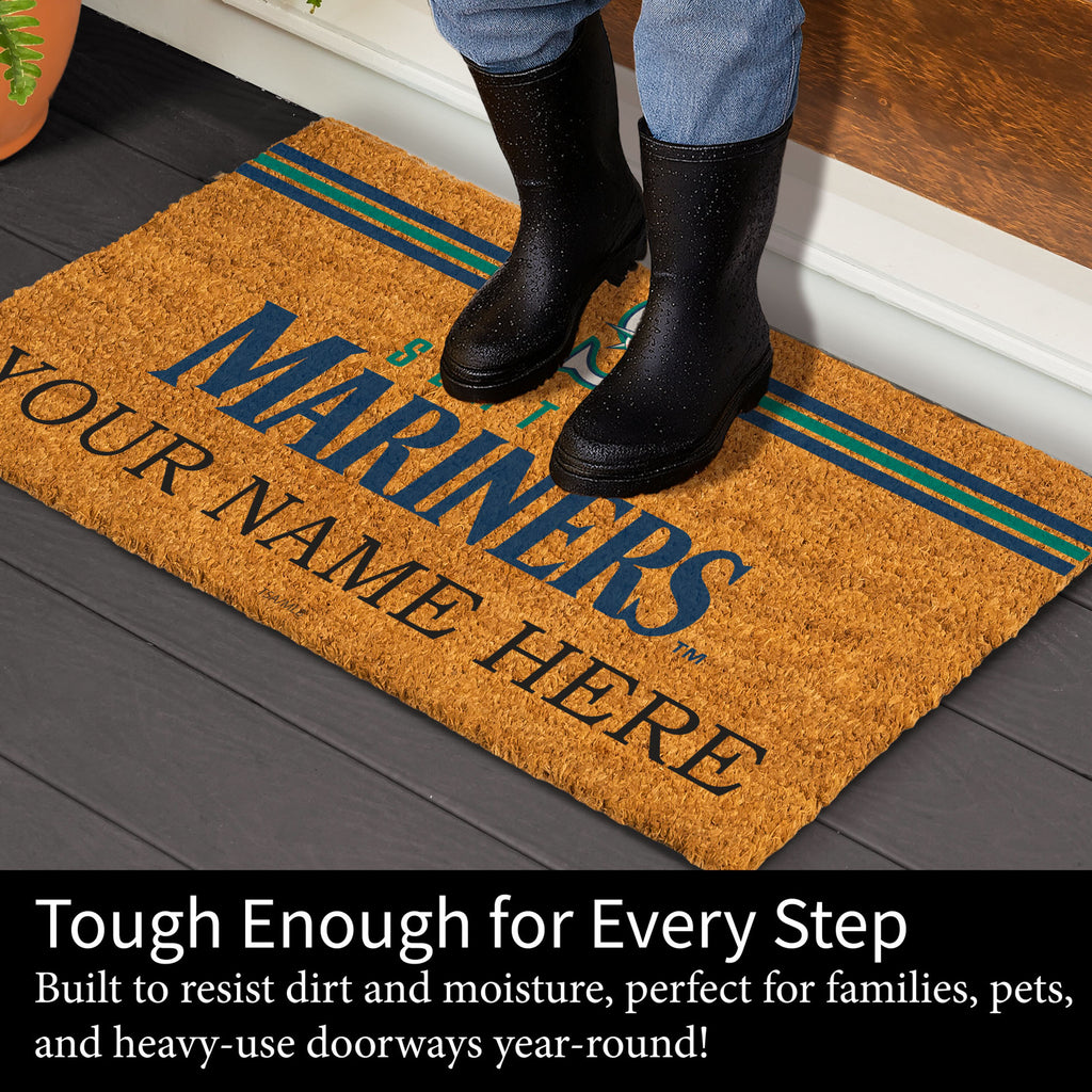 Seattle Mariners Personalized Mat, Natural Coir with Color Logo, 30" x 18", Slide 4 of 4