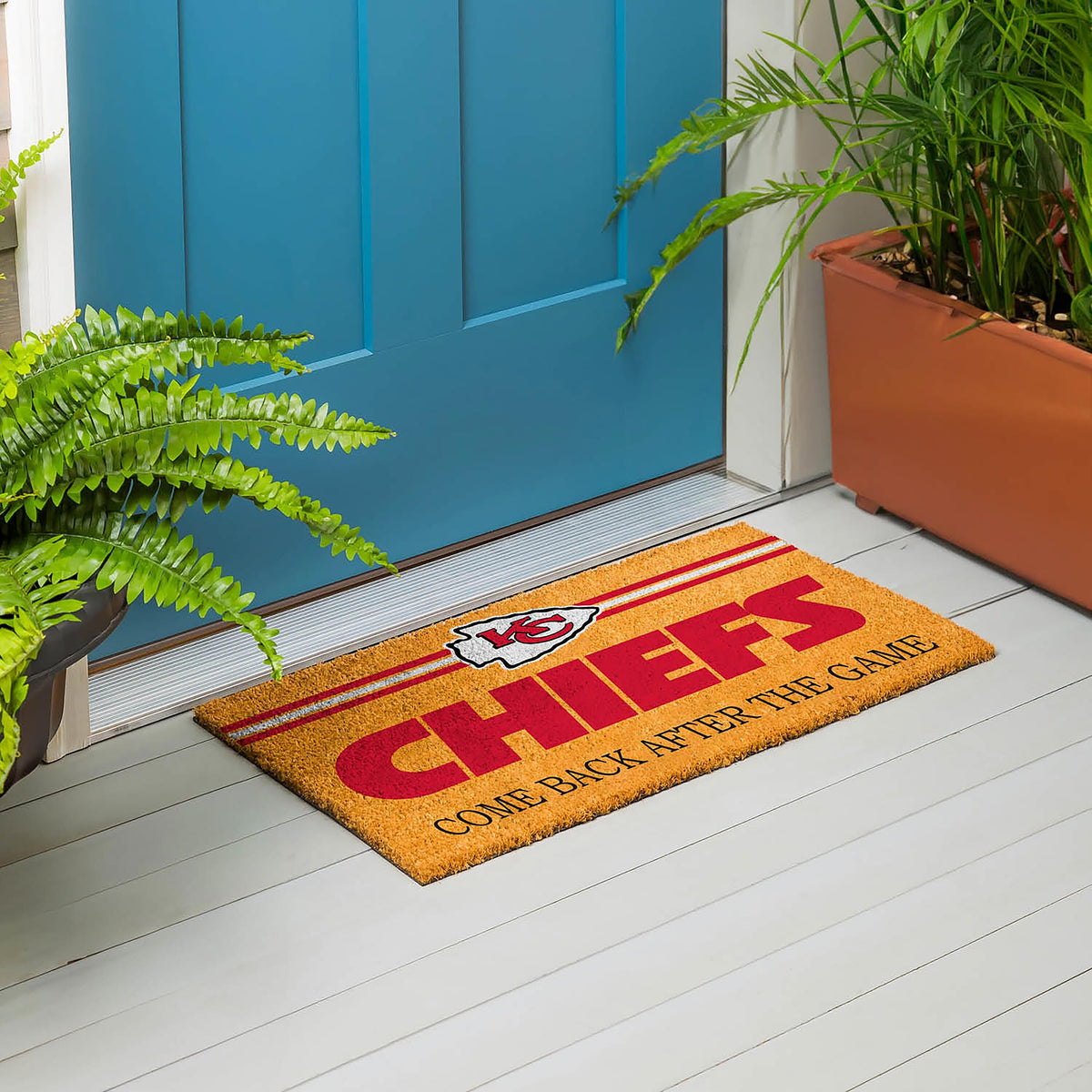 Kansas City Chiefs Personalized Mat, Natural Coir with Color Logo, 30" x 18"