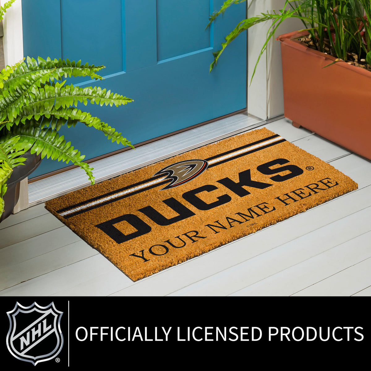 Anaheim Ducks Personalized Mat, Natural Coir with Color Logo, Slide 7 of 15
