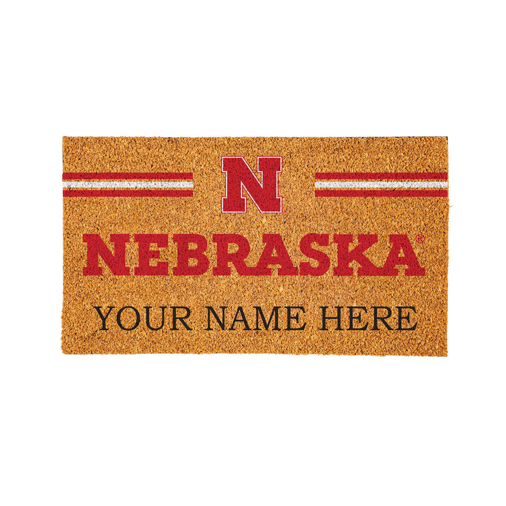 University of Nebraska Personalized Mat, Natural Coir with Color Logo, 30" x 18", Slide 15 of 15