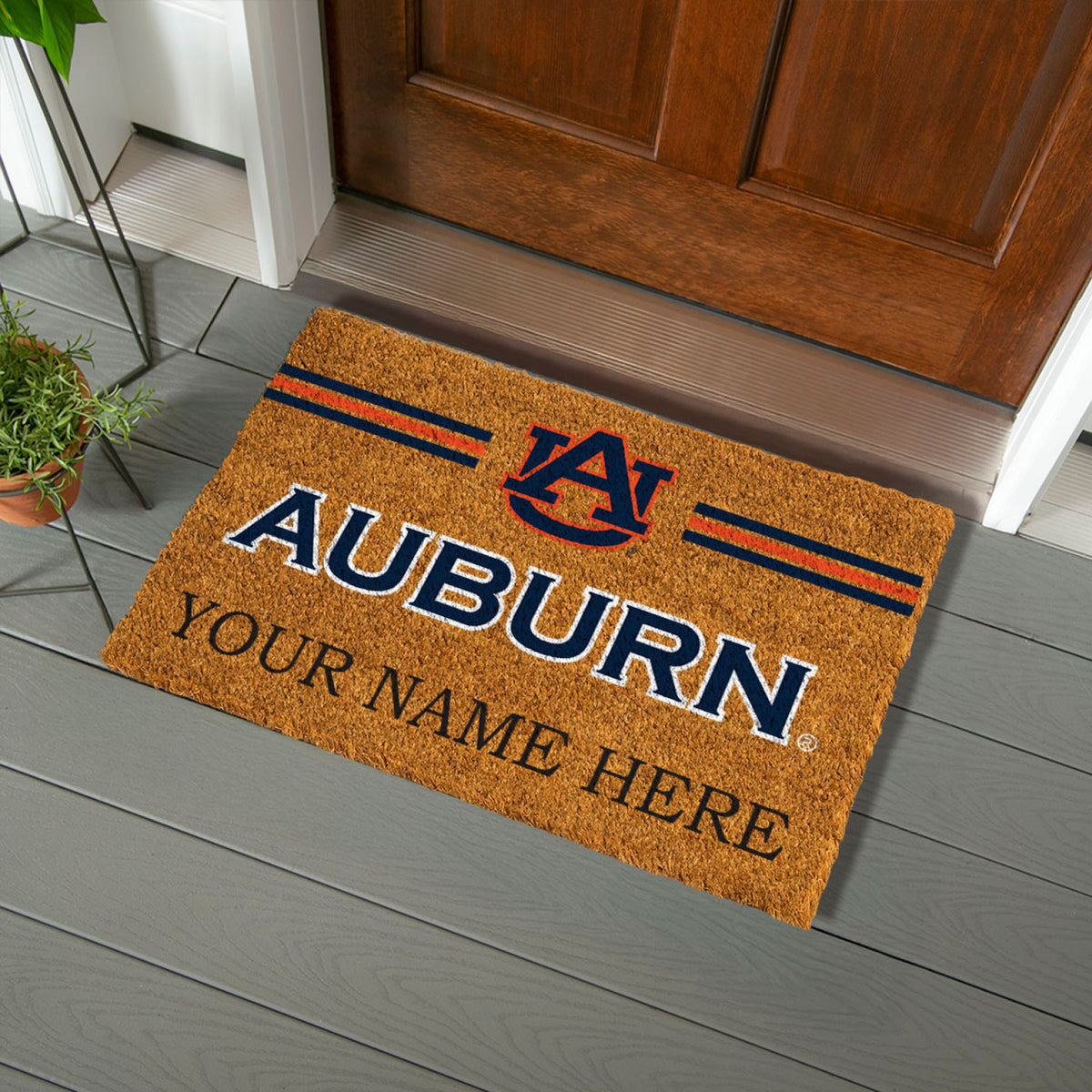 Auburn University Personalized Mat, Natural Coir with Color Logo, 30" x 18", Slide 3 of 15