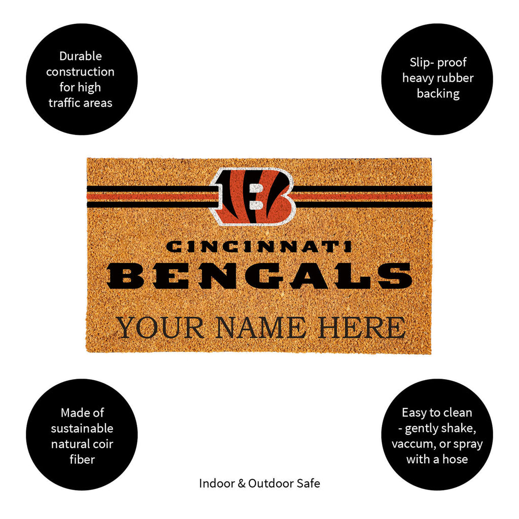 Cincinnati Bengals Personalized Mat, Natural Coir with Color Logo, 30" x 18", Slide 13 of 15