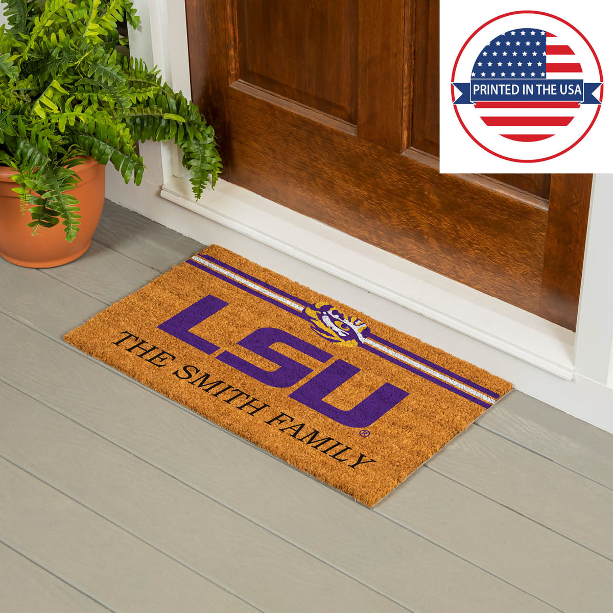 Louisiana State University Personalized Mat, Natural Coir with Color Logo, 30" x 18", Slide 14 of 15