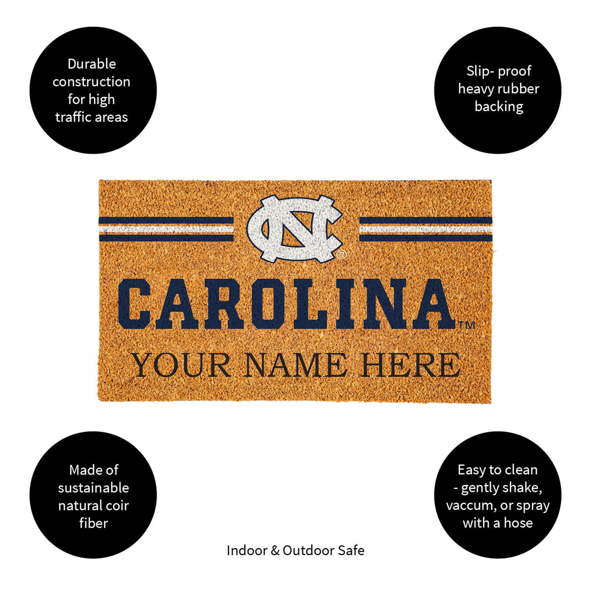 University of North Carolina Personalized Mat, Natural Coir with Color Logo, 30" x 18", Slide 15 of 15