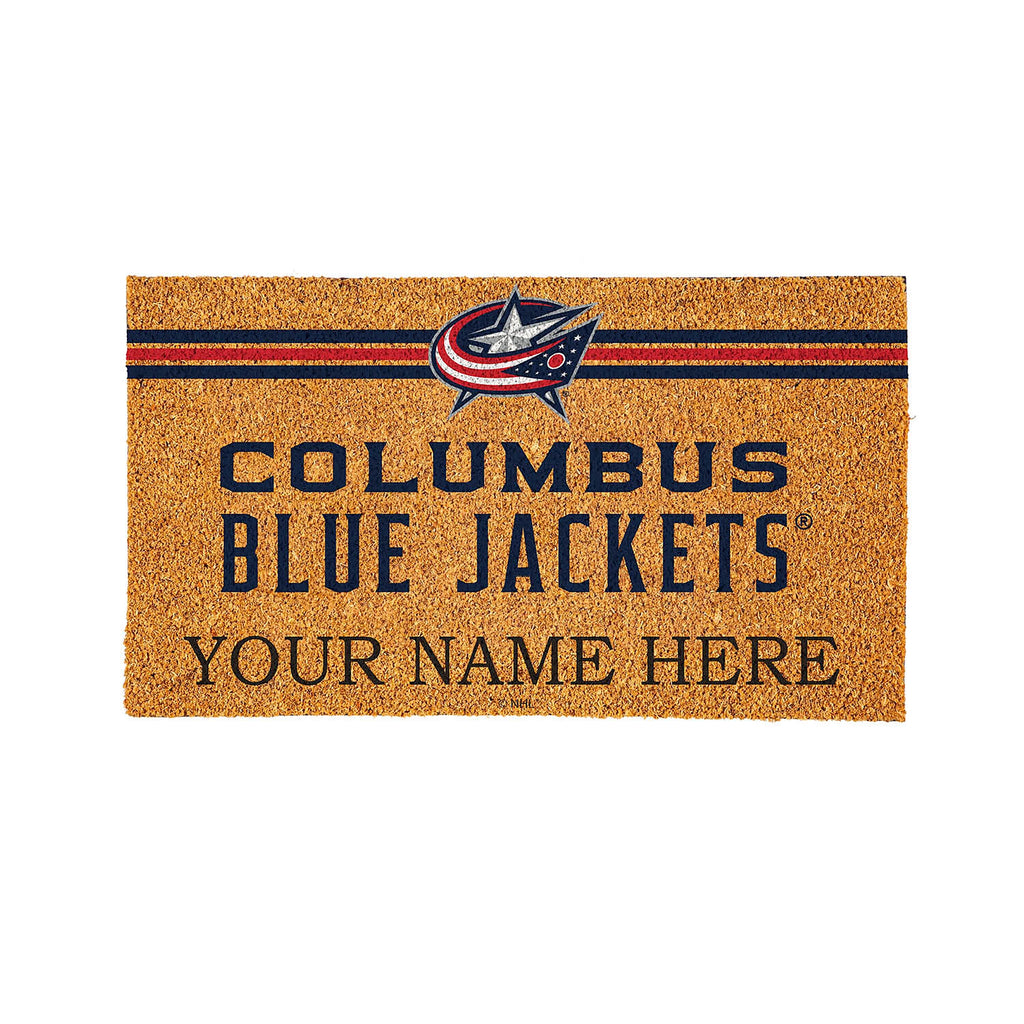 Columbus Blue Jackets Personalized Mat, Natural Coir with Color Logo, 30" x 18"