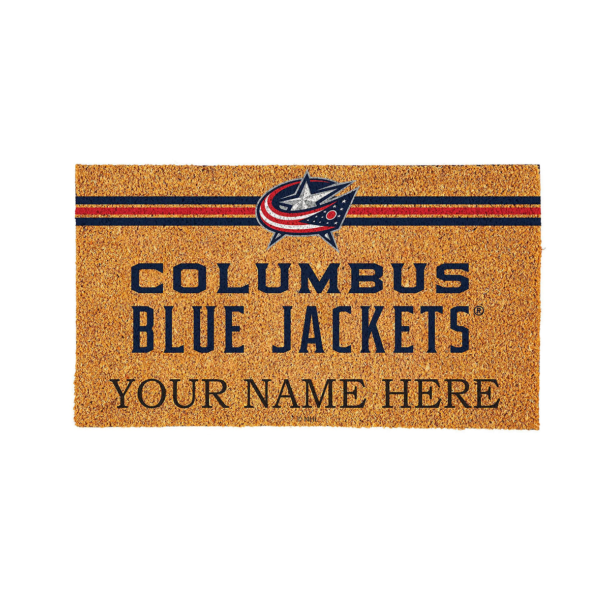 Columbus Blue Jackets Personalized Mat, Natural Coir with Color Logo, 30" x 18"
