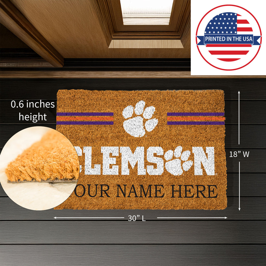 Clemson University Personalized Mat, Natural Coir with Color Logo, 30" x 18", Slide 6 of 15