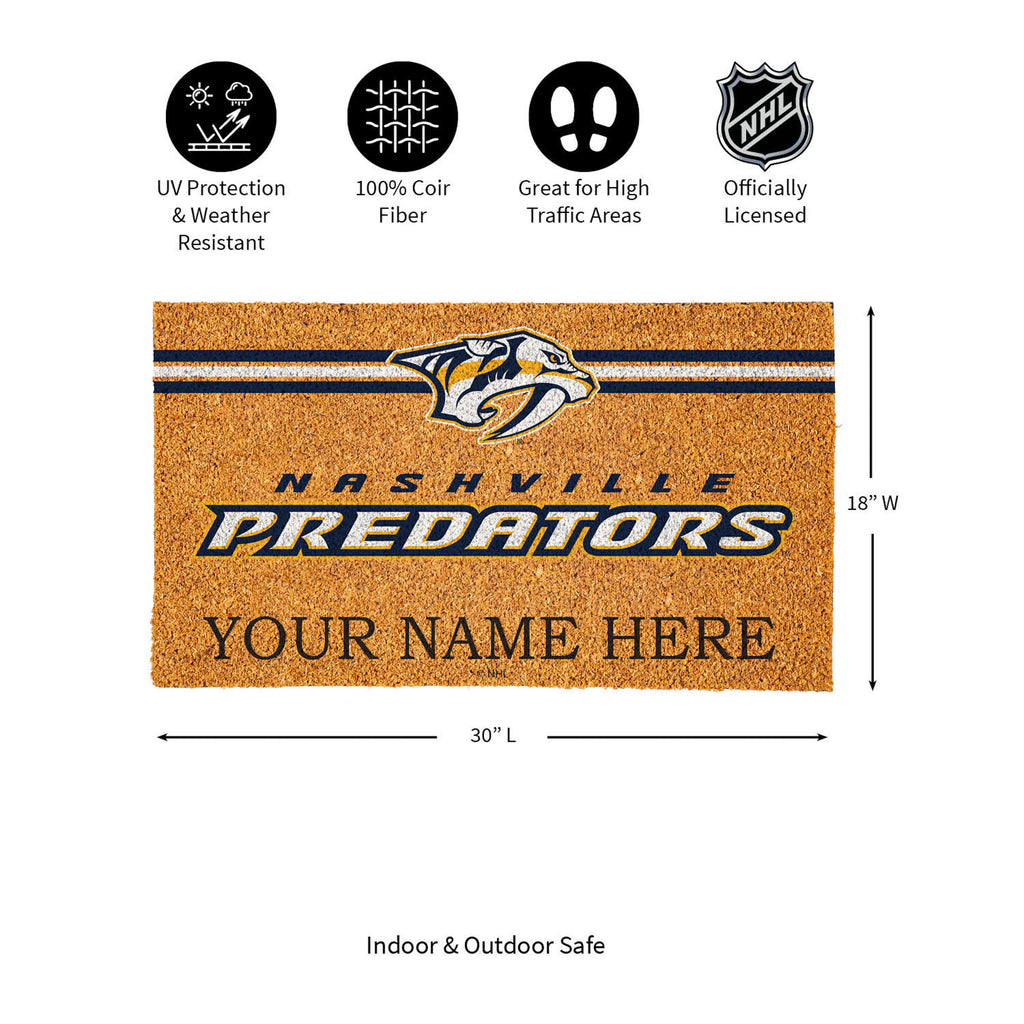Nashville Predators Personalized Mat, Natural Coir with Color Logo, 30" x 18", Slide 10 of 15