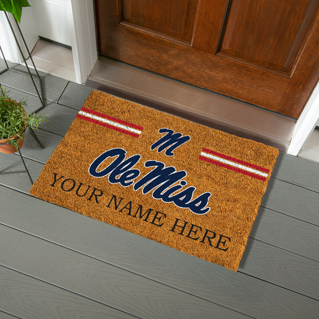 University of Mississippi Personalized Mat, Natural Coir with Color Logo, 30" x 18", Slide 4 of 15