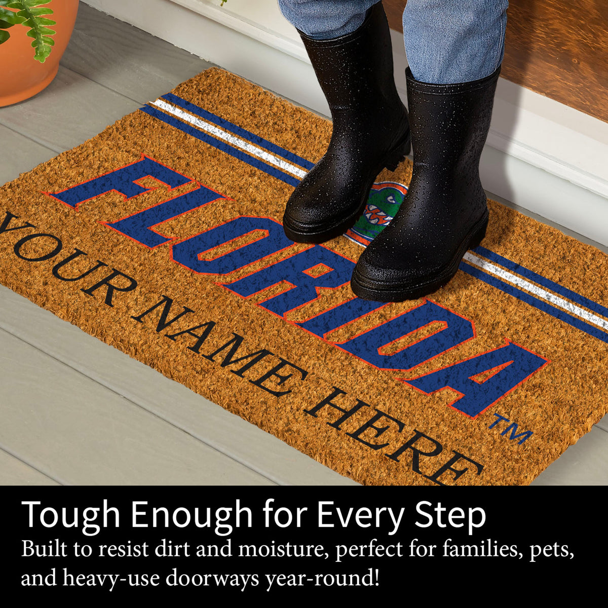 University of Florida Personalized Mat, Natural Coir with Color Logo, 30" x 18", Slide 6 of 15