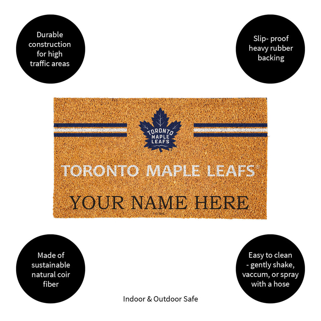 Toronto Maple Leafs Personalized Mat, Natural Coir with Color Logo, 30" x 18", Slide 12 of 15
