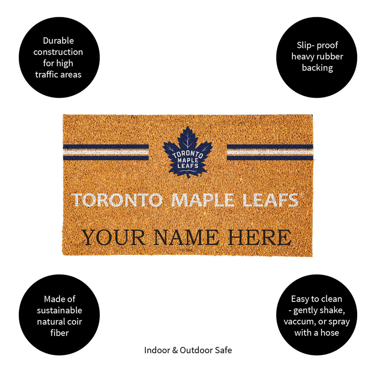 Toronto Maple Leafs Personalized Mat, Natural Coir with Color Logo, 30" x 18", Slide 12 of 15