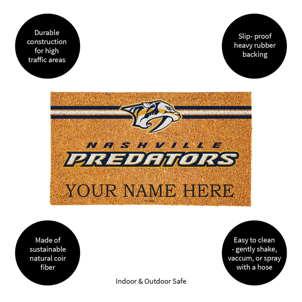 Nashville Predators Personalized Mat, Natural Coir with Color Logo, 30" x 18", Slide 15 of 15