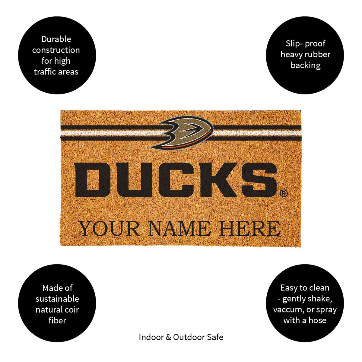 Anaheim Ducks Personalized Mat, Natural Coir with Color Logo, Slide 14 of 15