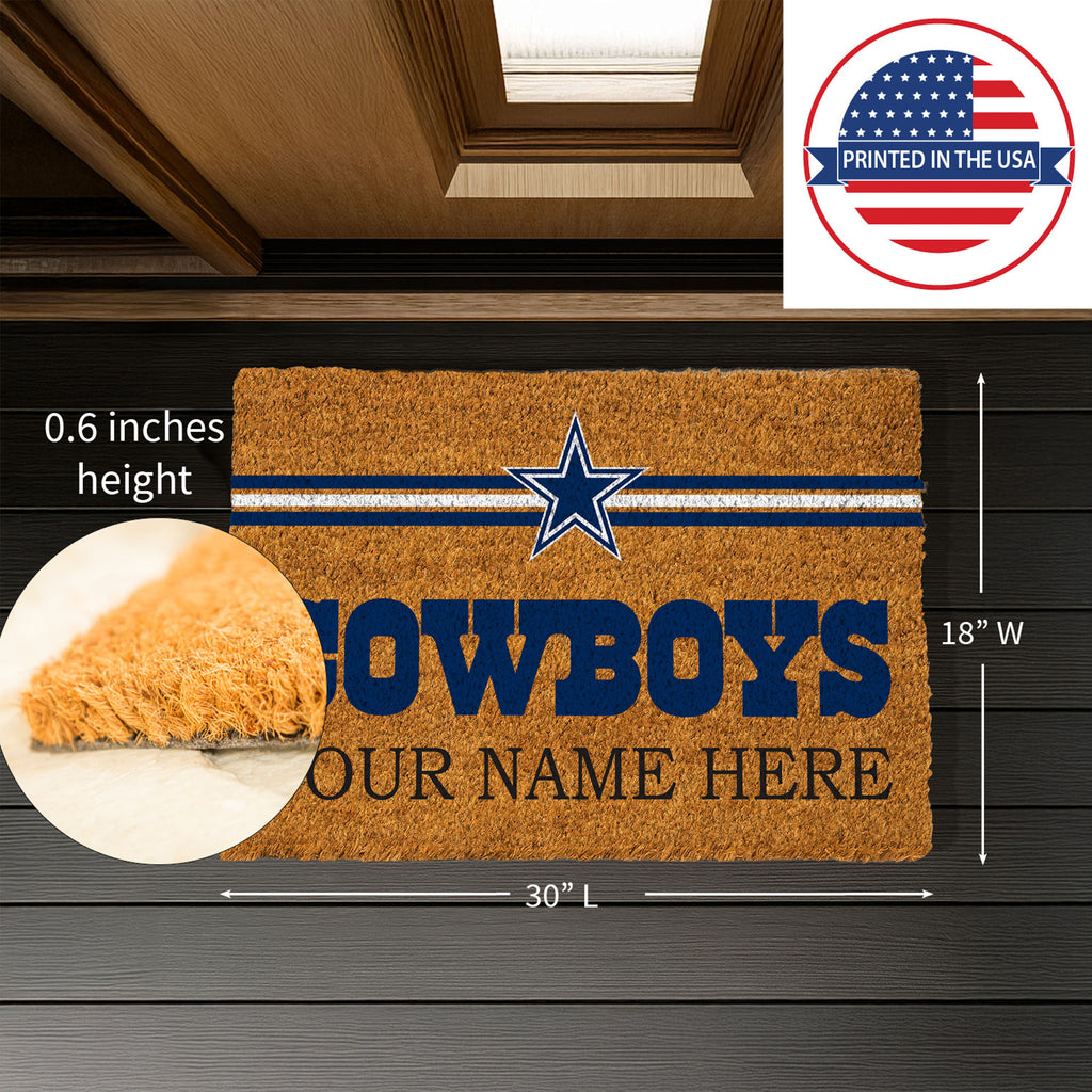 Dallas Cowboys Personalized Mat, Natural Coir with Color Logo, 30" x 18", Slide 8 of 15