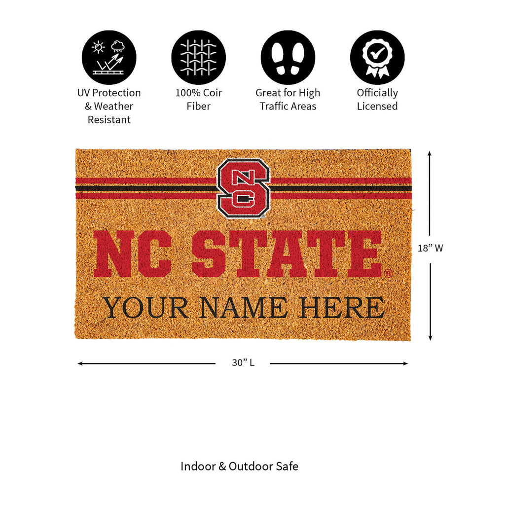 North Carolina State University Personalized Mat, Natural Coir with Color Logo, 30" x 18", Slide 12 of 15