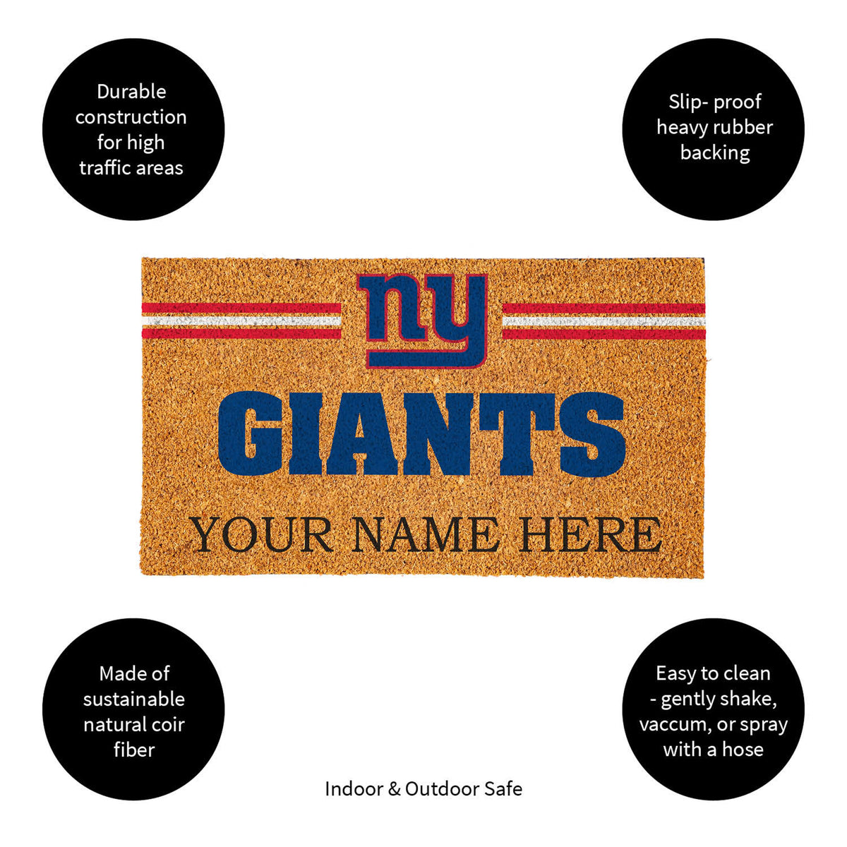 New York Giants Personalized Mat, Natural Coir with Color Logo, 30" x 18", Slide 12 of 15