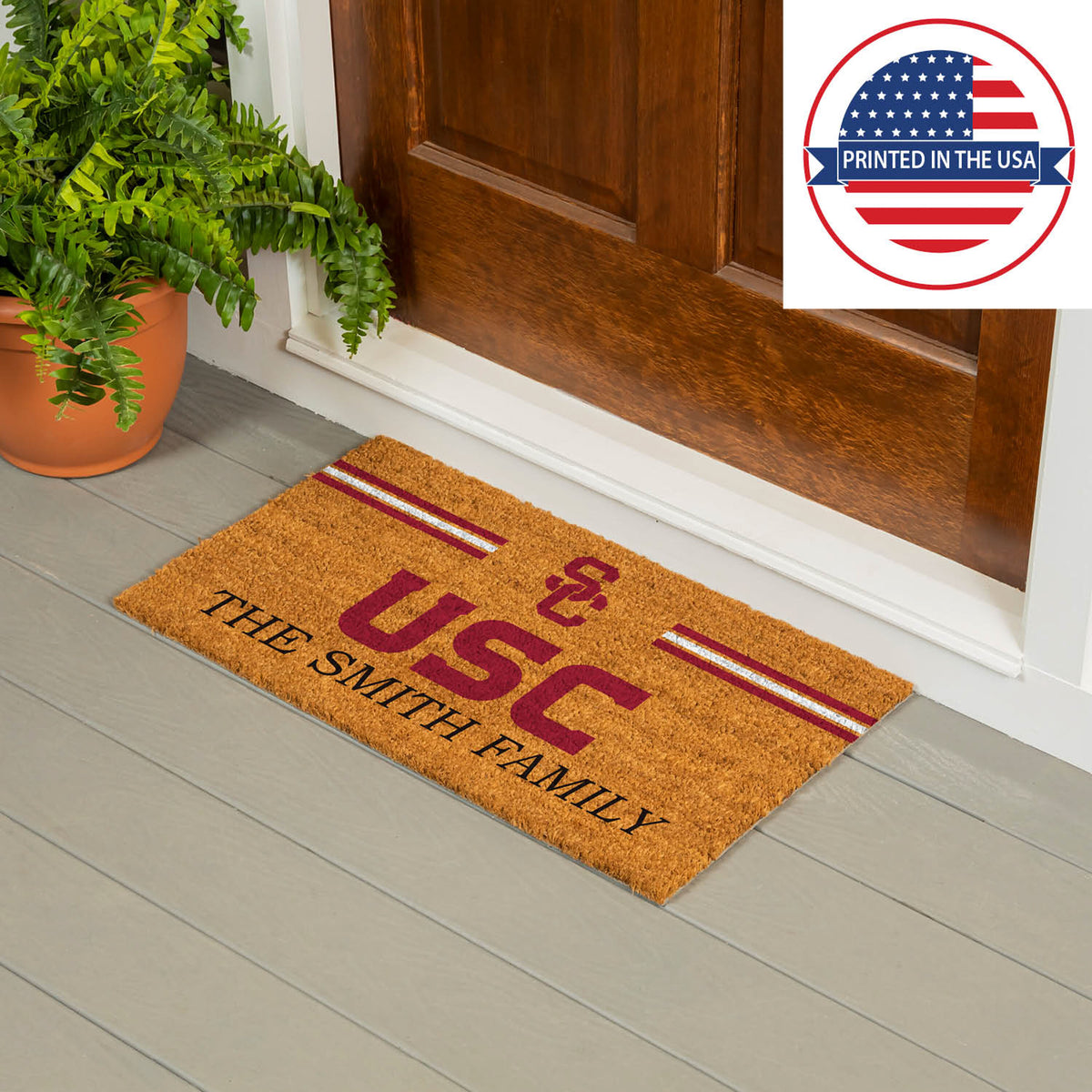 University of Southern California Personalized Mat, Natural Coir with Color Logo, 30" x 18", Slide 15 of 15
