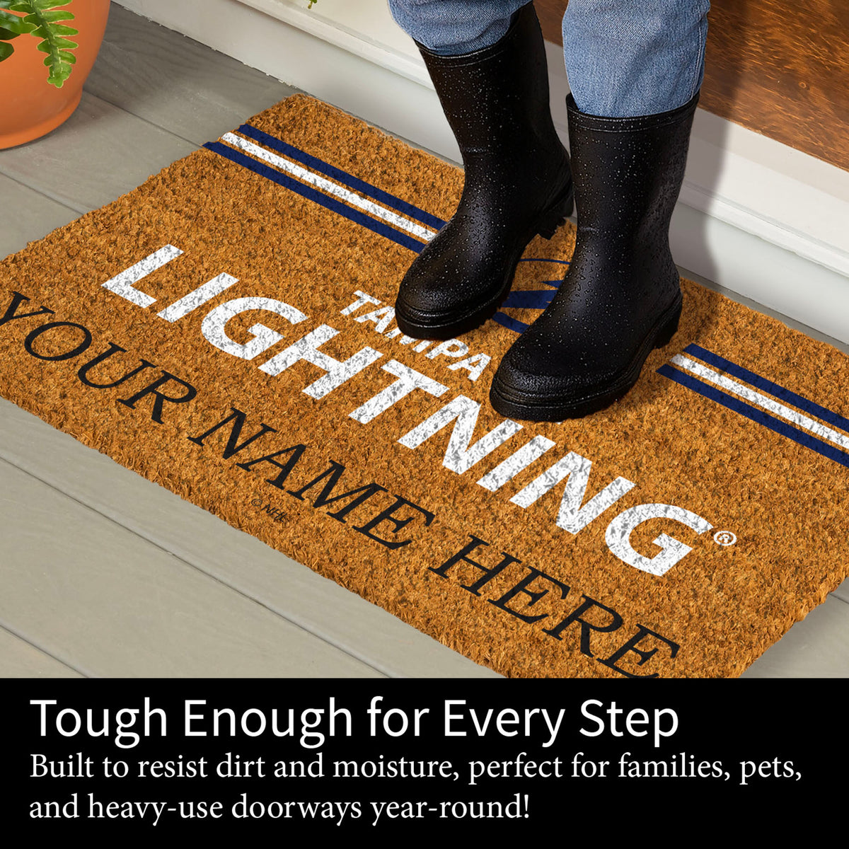 Tampa Bay Lightning Personalized Mat, Natural Coir with Color Logo, 30" x 18", Slide 8 of 15