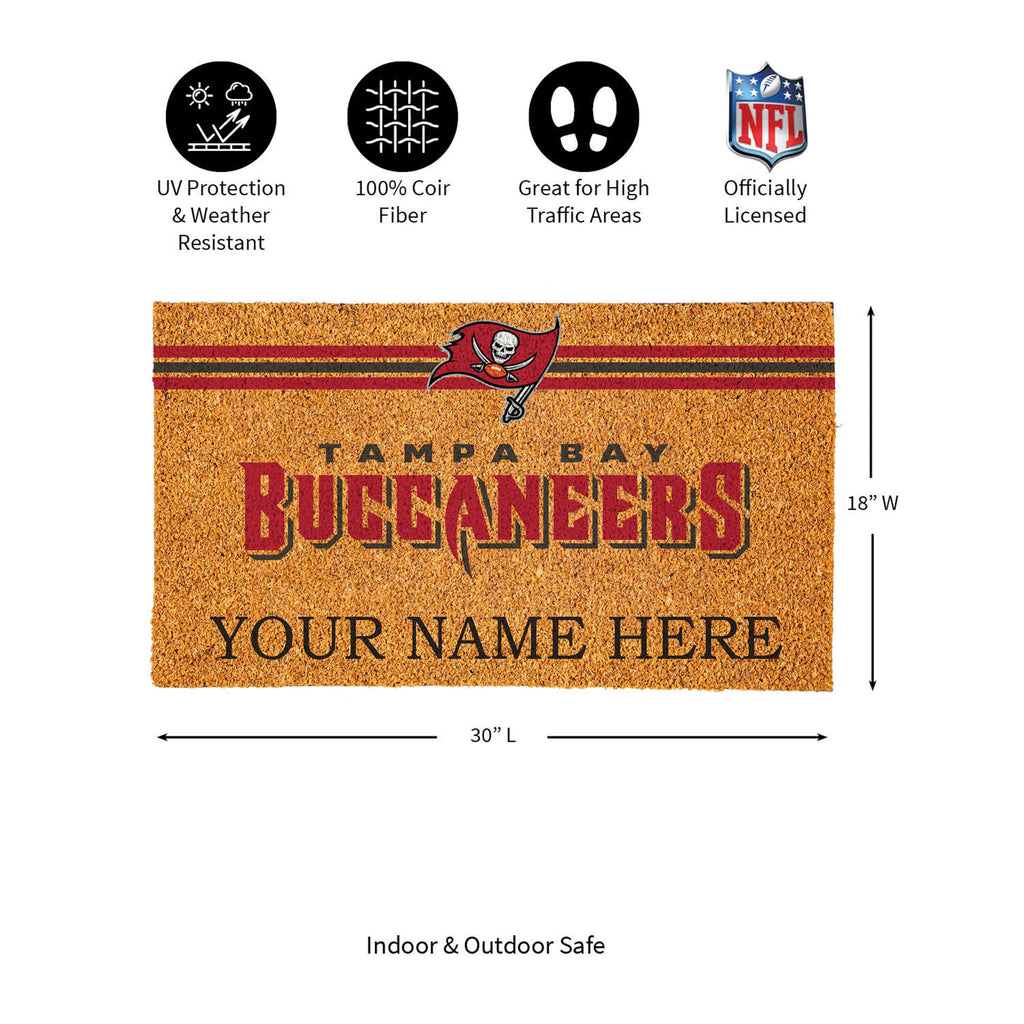 Tampa Bay Buccaneers Personalized Mat, Natural Coir with Color Logo, 30" x 18", Slide 12 of 15