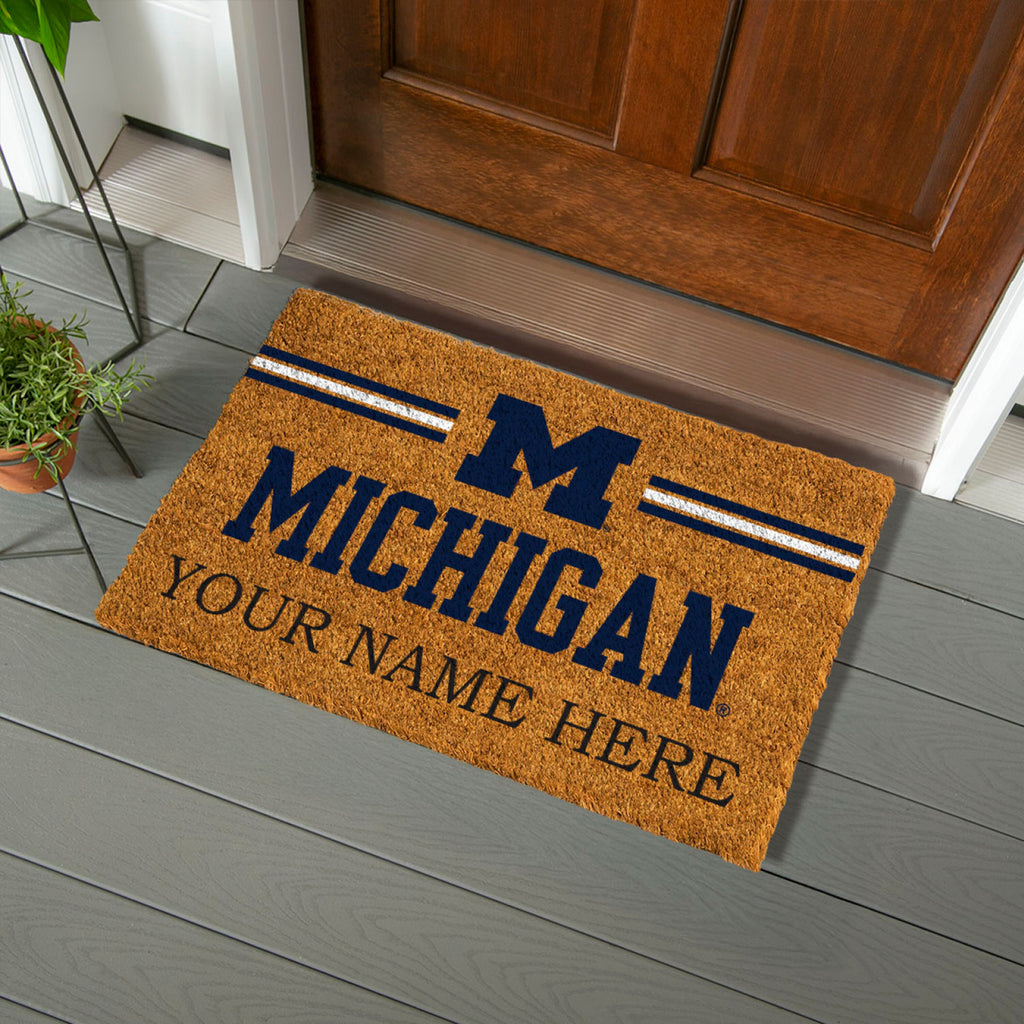 University Of Michigan Personalized Mat, Natural Coir with Color Logo, 30" x 18", Slide 2 of 15