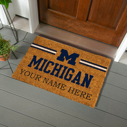 University Of Michigan Personalized Mat, Natural Coir with Color Logo, 30" x 18", Slide 2 of 15