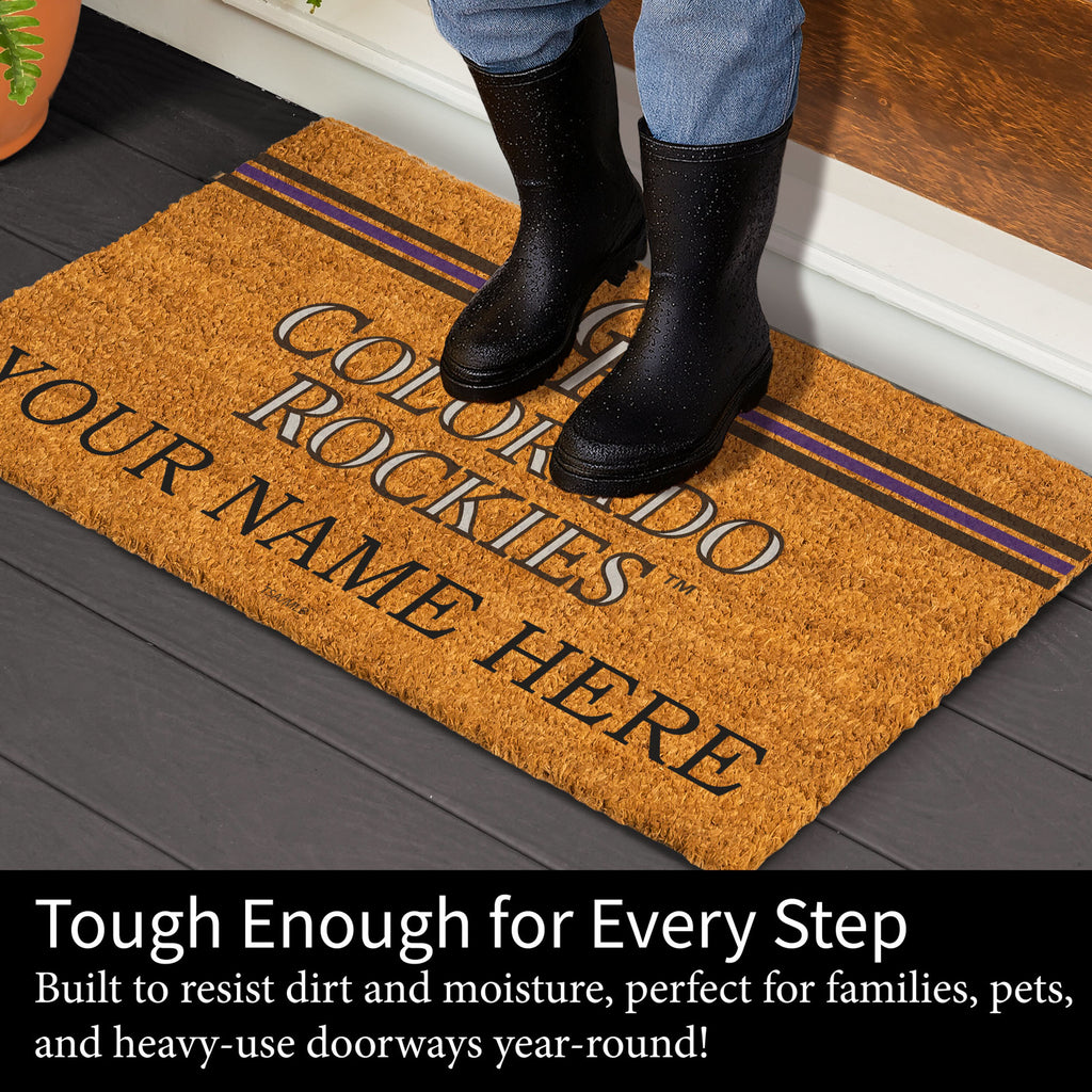 Colorado Rockies Personalized Mat, Natural Coir with Color Logo, 30" x 18", Slide 4 of 4