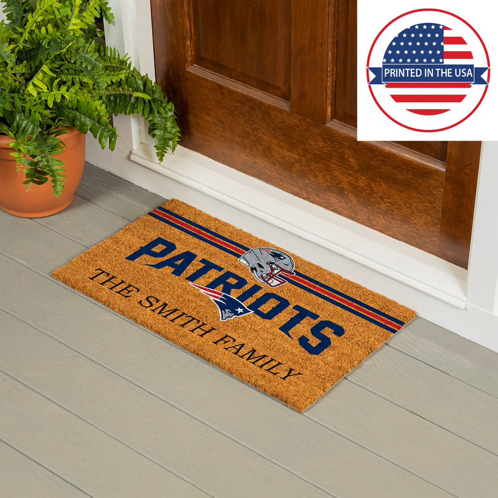 New England Patriots Personalized Mat, Natural Coir with Color Logo, 30" x 18", Slide 15 of 15