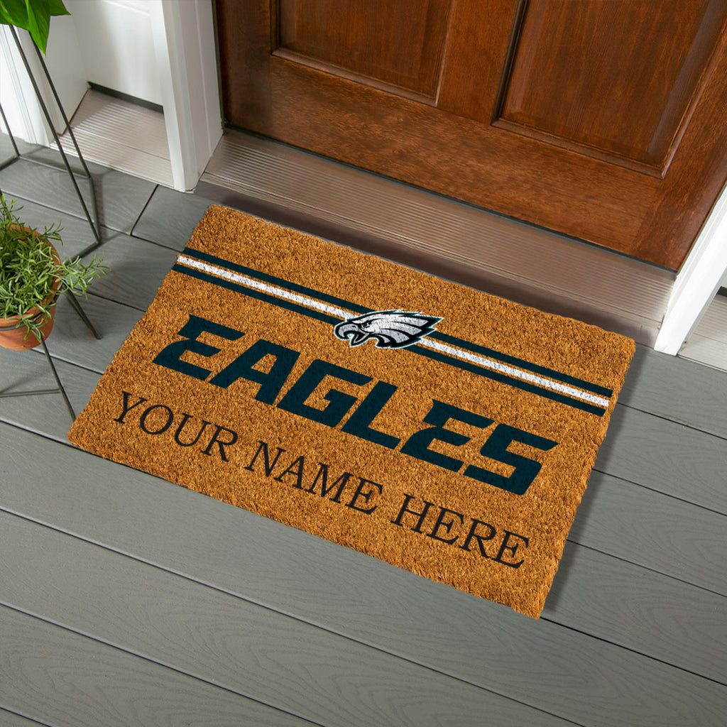 Philadelphia Eagles Personalized Mat, Natural Coir with Color Logo, 30" x 18", Slide 4 of 15