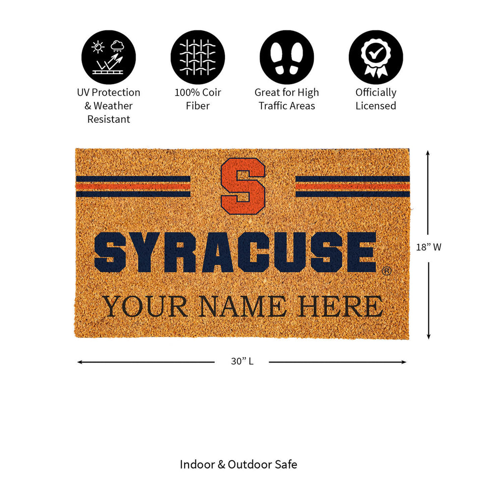 Syracuse University Personalized Mat, Natural Coir with Color Logo, 30" x 18", Slide 13 of 15